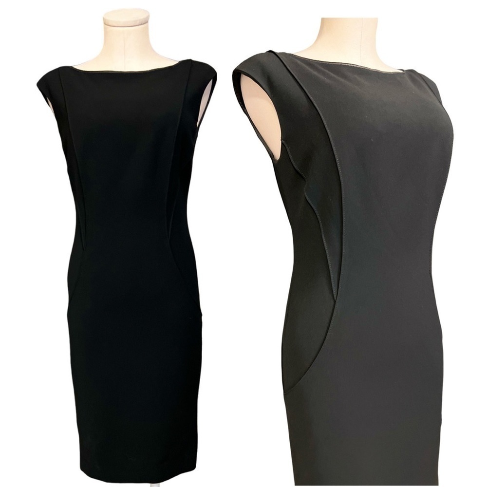 LAFAYETTE 148 New York professional minimalist sleek midi black dress